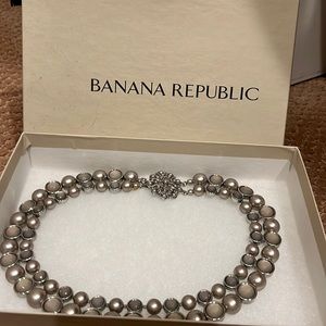 Banana Republic platinum strands short necklace .